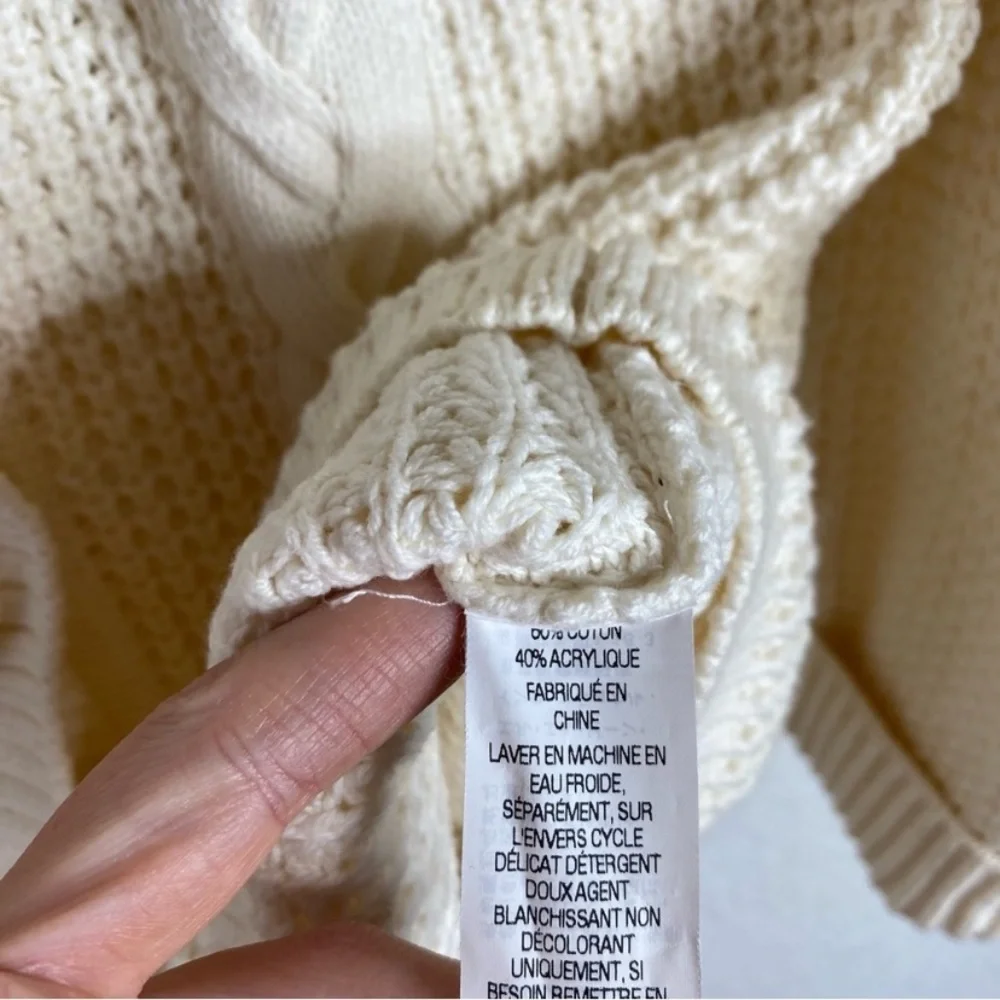 L.L. Bean Cream Ivory Cable Knit Cardigan Sweater